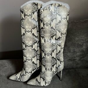 Schutz Knee High Snakeskin Boots
